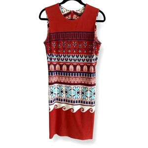 J. Mclaughlin Geometric Boho Nordic Inspired Print Sheath Dress Size S